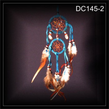 10-Steine Traumfänger Dreamcatcher mit 2 Ringen, türkis 6x25 (DC145-2)