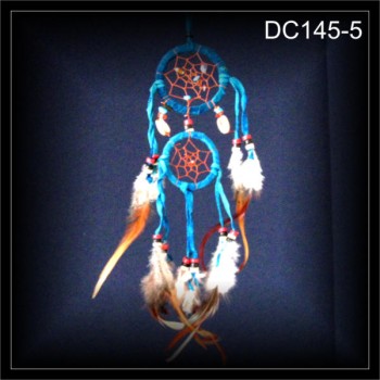 10-Steine Traumfänger, Dreamcatcher mit 2 Ringen, blau 6x25 (DC145-5)