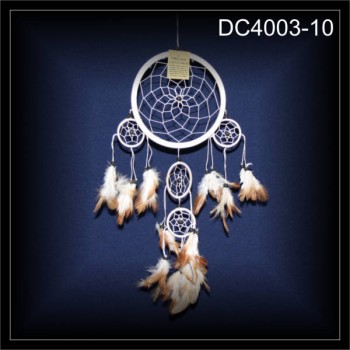 5-Ring Traumfänger, Dreamcatcher, Zwirn weiß 17x50cm (DC4003-10)