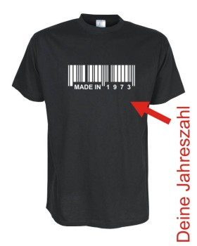 Barcode - Made in XXXX Deine Jahreszahl, Geburtstags Shirt (FSG031)