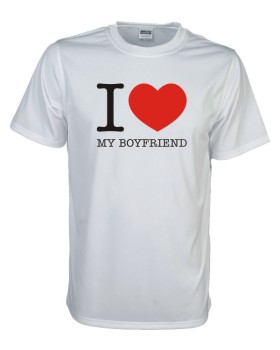 I Love my boyfriend Fun T-Shirt, weiß
