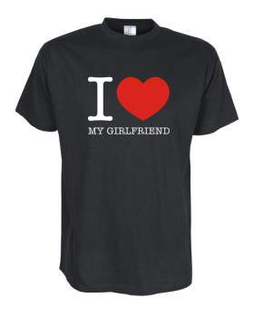 I Love my girlfriend Fun T-Shirt, schwarz