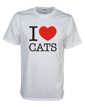 I Love cats Fun T-Shirt, weiß