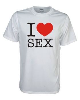 I Love sex Fun T-Shirt, weiß