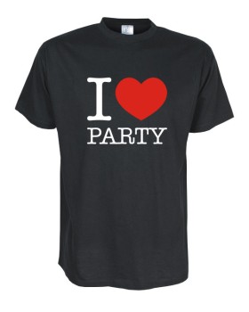 I Love party Fun T-Shirt, schwarz