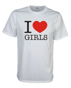 I Love girls Fun T-Shirt, weiß
