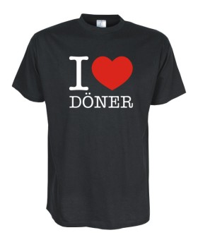 I Love Döner Fun T-Shirt, schwarz