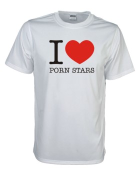 I Love porn stars Fun T-Shirt, weiß