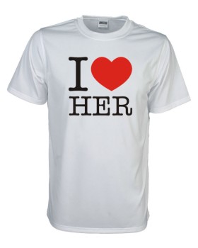 I Love her Fun T-Shirt, weiß