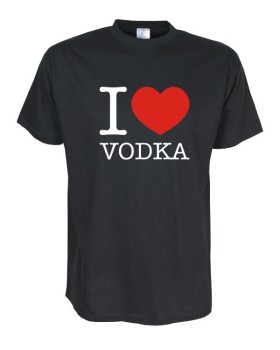 I Love vodka Fun T-Shirt, schwarz