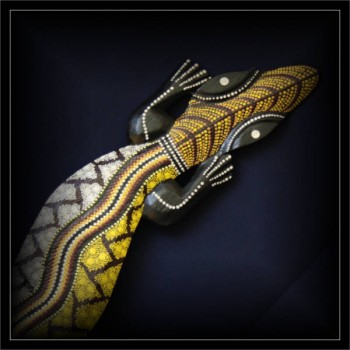 Holz Gecko 100cm Dotpaint (GEK7-001)