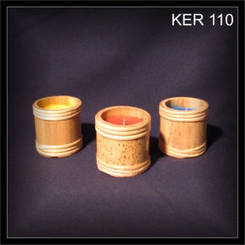 3er Set Bambus Kerzen ca. 8cm hoch   (KER 110)