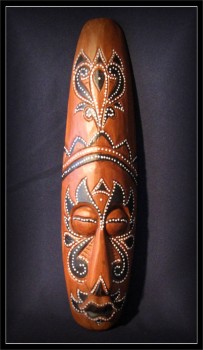 Maori Wandmaske 50cm beige-schwarz Dotpaint (MA-SU-005)