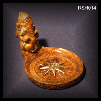 Räucherstäbchenhalter Ganesha, rund antik-braun