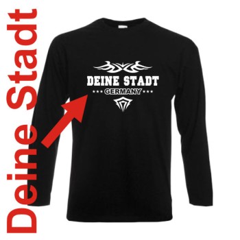 Longsleeve Deine Stadt, GERMANY, mit Tribal (SFU09-01b)