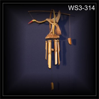 Windspiel, Klangspiel Wackelhals Vogel mit Kokosfaserflügel (WS3-314)