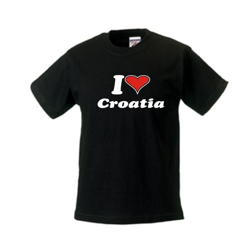 Kinder T-Shirt I love KROATIEN (Croatia) Länder Fanshirt bei theil