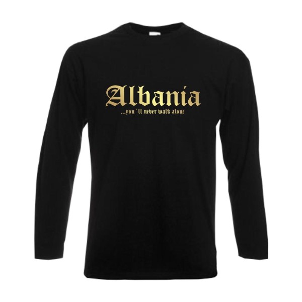 Longsleeve ALBANIEN, never walk alone, S - 6XL (Albania) (WMS01-06b)