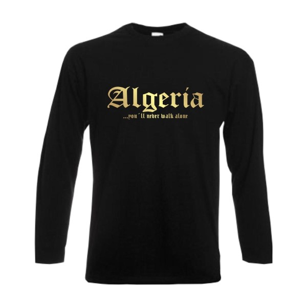 Longsleeve ALGERIEN, never walk alone, S - 6XL (Algeria) (WMS01-07b)