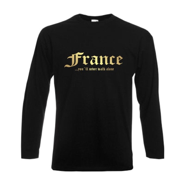 Longsleeve FRANKREICH (France), never walk alone, S - 6XL (WMS01-21b)