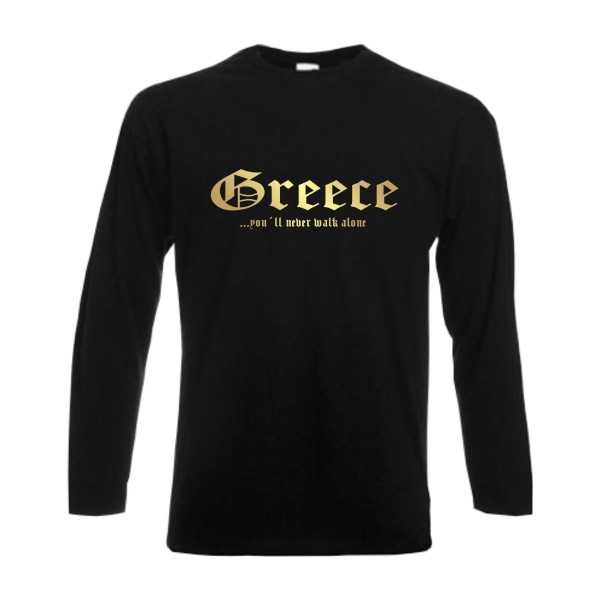 Longsleeve GRIECHENLAND (Greece), never walk alone, S - 6XL (WMS01-23b)