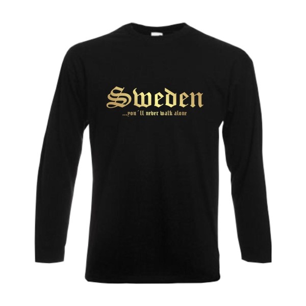 Longsleeve SCHWEDEN (Sweden), never walk alone, S - 6XL (WMS01-55b)