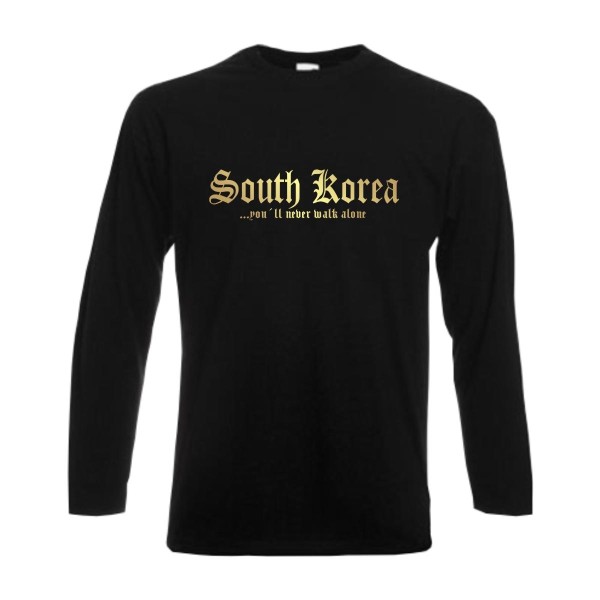 Longsleeve SÜDKOREA (South Korea), never walk alone, S - 6XL (WMS01-62b)