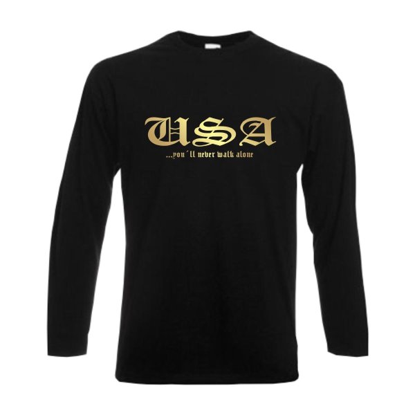 Longsleeve USA, never walk alone, S - 6XL (WMS01-71b)