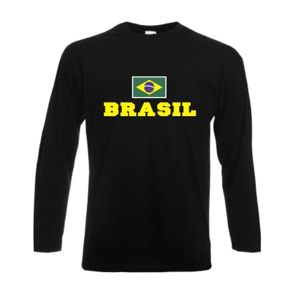 Longsleeve BRASILIEN (Brasil), Flagshirt, Fanshirt S - 6XL (WMS02-12b)