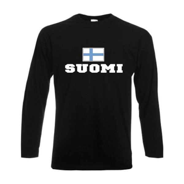 Longsleeve FINNLAND (Suomi), Flagshirt, Fanshirt S - 6XL (WMS02-20b)