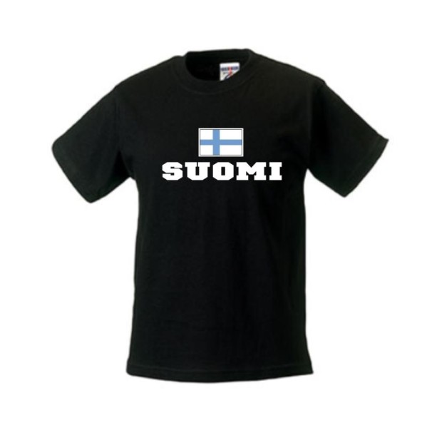 Kinder T-Shirt FINNLAND (Suomi), Flagshirt, Ländershirt (WMS02-20f)