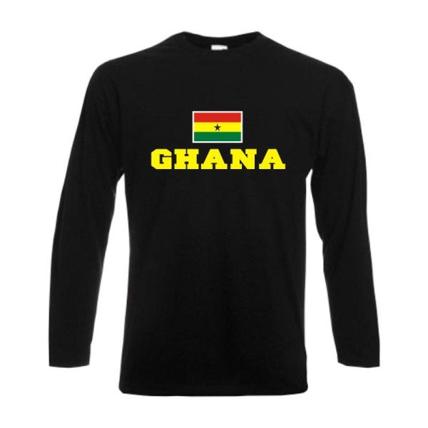 Longsleeve GHANA, Flagshirt, Fanshirt S - 6XL (WMS02-22b)