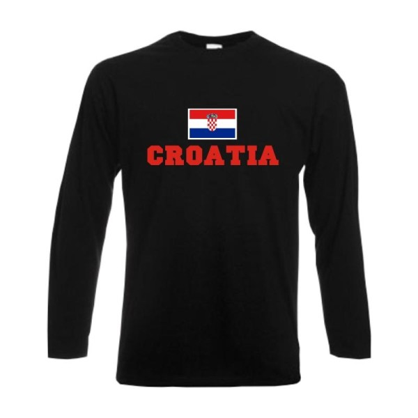 Longsleeve KROATIEN (Croatia), Flagshirt, Fanshirt S - 6XL (WMS02-35b)