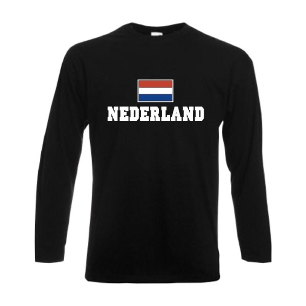 Longsleeve NIEDERLANDE (Nederland), Flagshirt, Fanshirt S - 6XL (WMS02-41b)