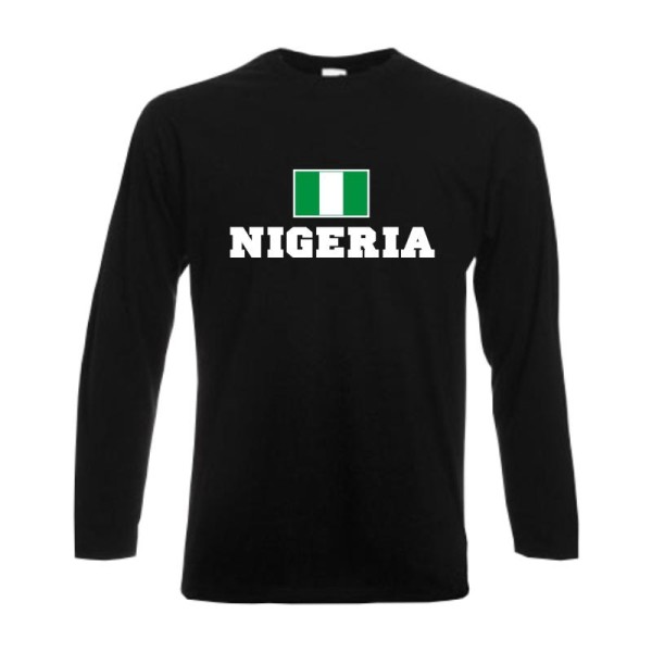 Longsleeve NIGERIA, Flagshirt, Fanshirt S - 6XL (WMS02-42b)