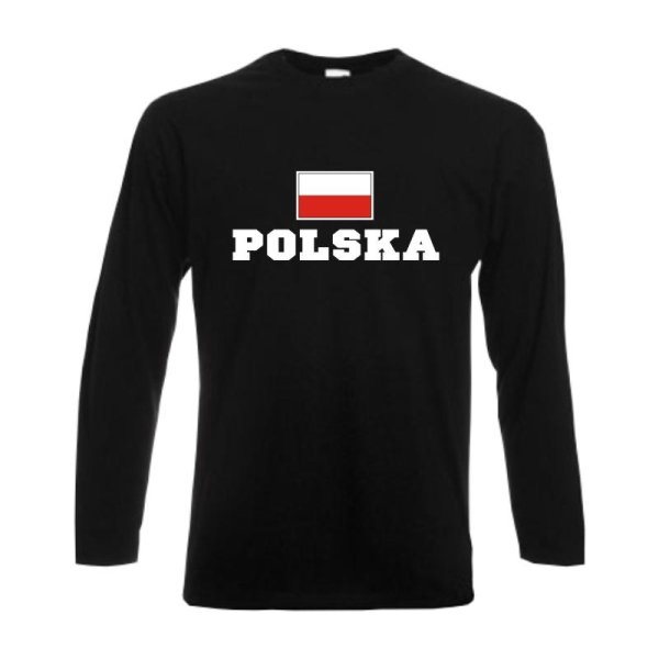 Longsleeve POLEN (Polska), Flagshirt, Fanshirt S - 6XL (WMS02-48b)