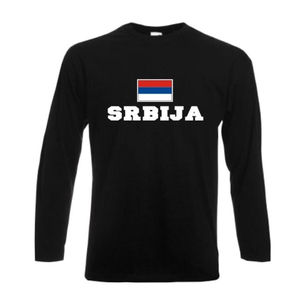 Longsleeve SERBIEN (Srbija), Flagshirt, Fanshirt S - 6XL (WMS02-57b)