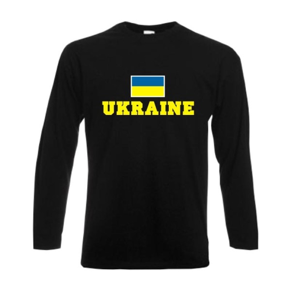 Longsleeve UKRAINE, Flagshirt, Fanshirt S - 6XL (WMS02-69b)