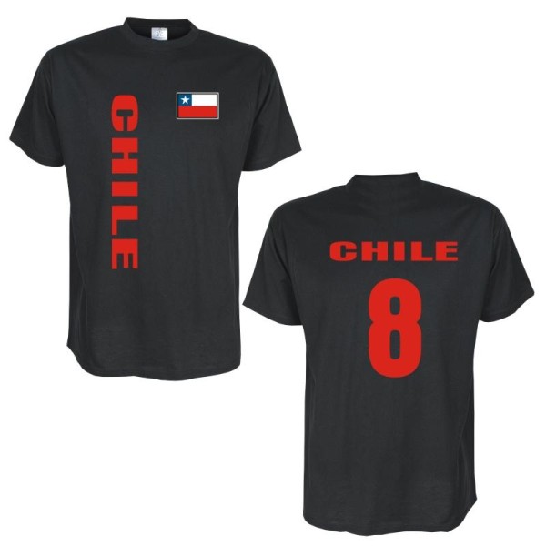 T-Shirt CHILE Länder Flagshirt mit Rückennummer (WMS03-14a)