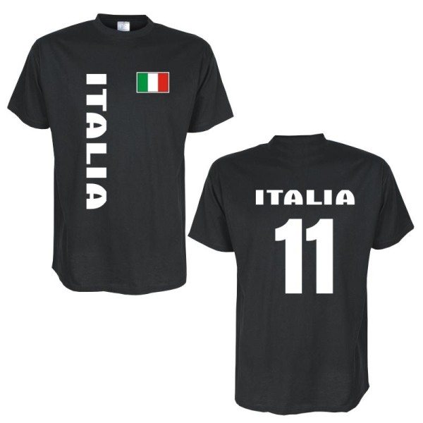 T-Shirt ITALIEN (Italia) Länder Flagshirt mit Rückennummer (WMS03-29a)