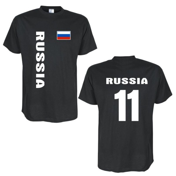 T-Shirt RUSSLAND (Russia) Länder Flagshirt mit Rückennummer (WMS03-52a)