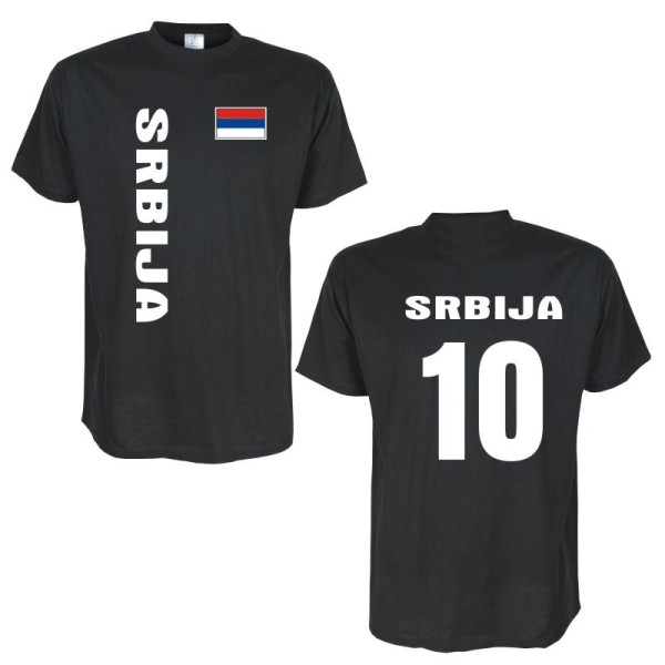 T-Shirt SERBIEN (Srbija) Länder Flagshirt mit Rückennummer (WMS03-57a)