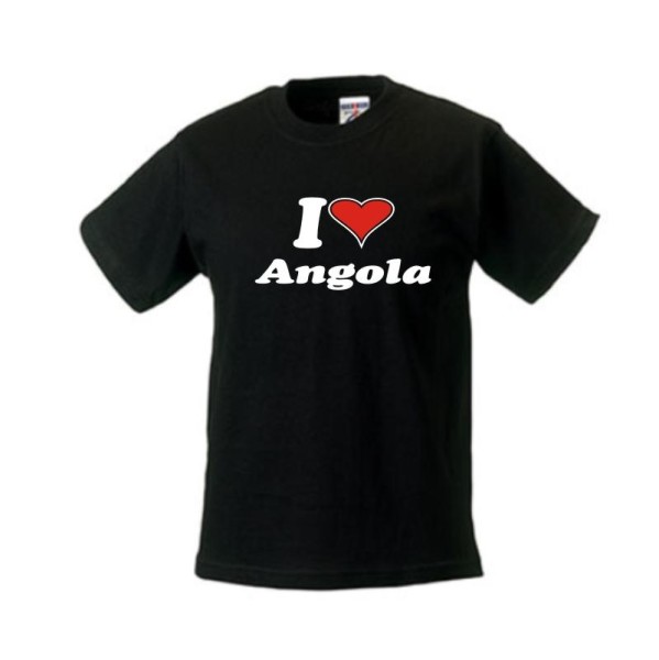 Kinder T-Shirt I love ANGOLA Länder Fanshirt (WMS04-08f)