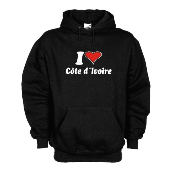 Kapuzensweat I love ELFENBEINKÜSTE Länder Fan Hoodie (WMS04-18d)