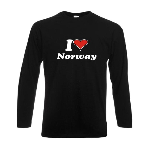 Longsleeve I love NORWEGEN (Norway) Länder Fanshirt (WMS04-44b)