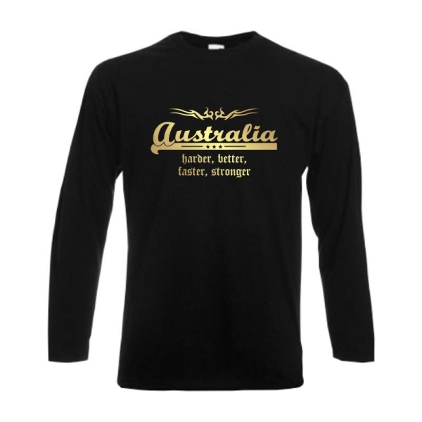 Longsleeve AUSTRALIEN (Australia) harder better faster stronger (WMS07-10b)