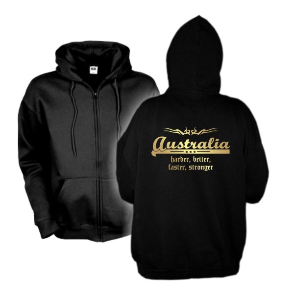 Kapuzenjacke AUSTRALIEN (Australia) harder better faster stronger (WMS07-10e)