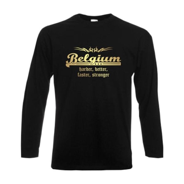 Longsleeve BELGIEN (Belgium) harder better faster stronger (WMS07-11b)