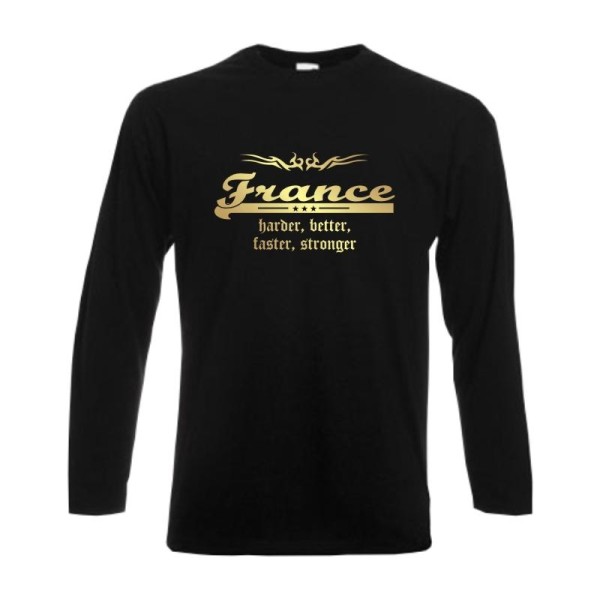 Longsleeve FRANKREICH (France) harder better faster stronger (WMS07-21b)