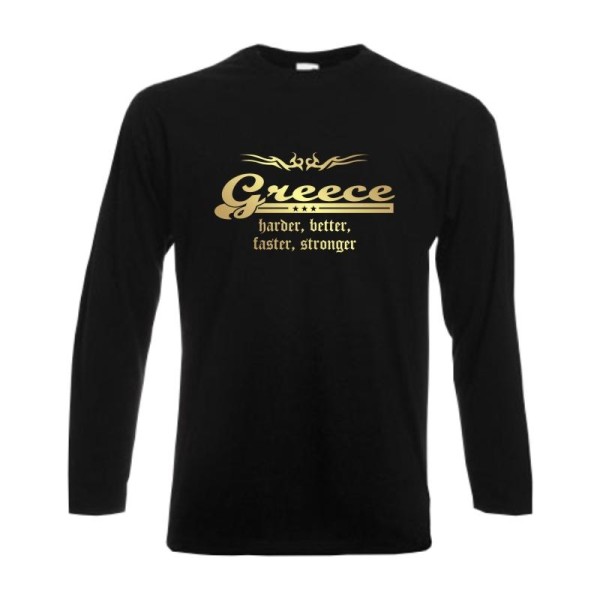 Longsleeve GRIECHENLAND (Greece) harder better faster stronger (WMS07-23b)